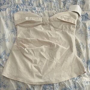 Zara Beige Strapless Top with Bow